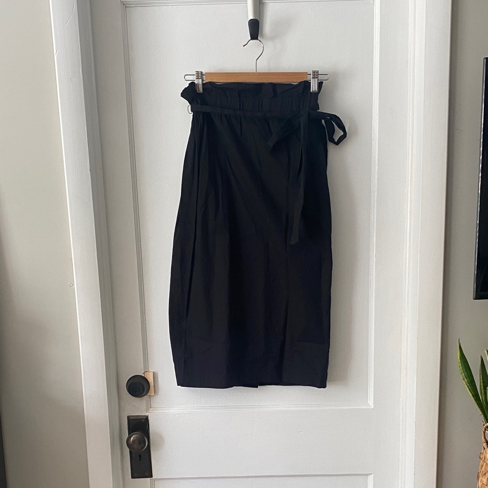 X-SMALL Who What Wear Black Paper Bag Waist Pencil Skirt